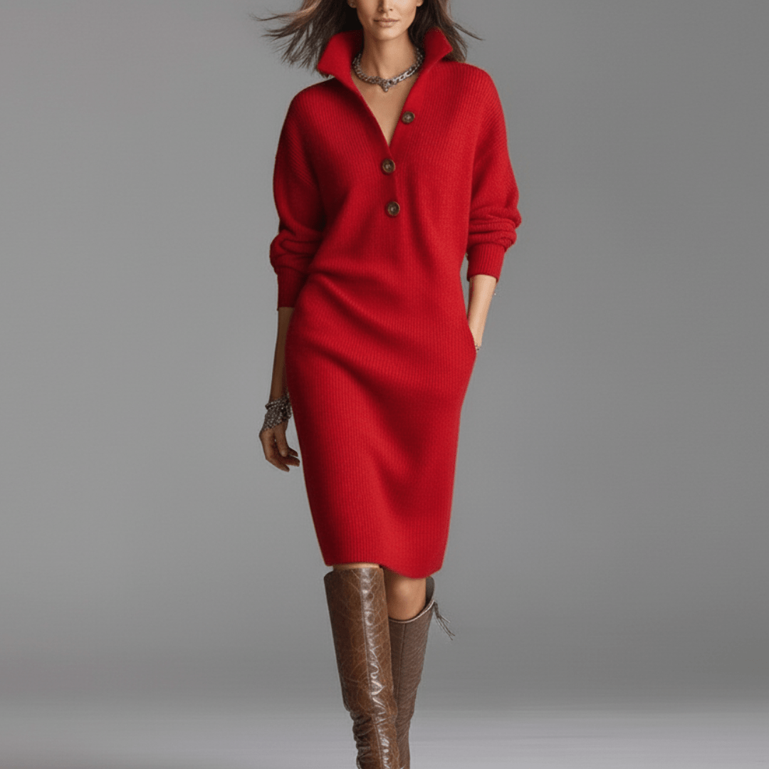 Indy | Elegant Winter Dress with Buttons